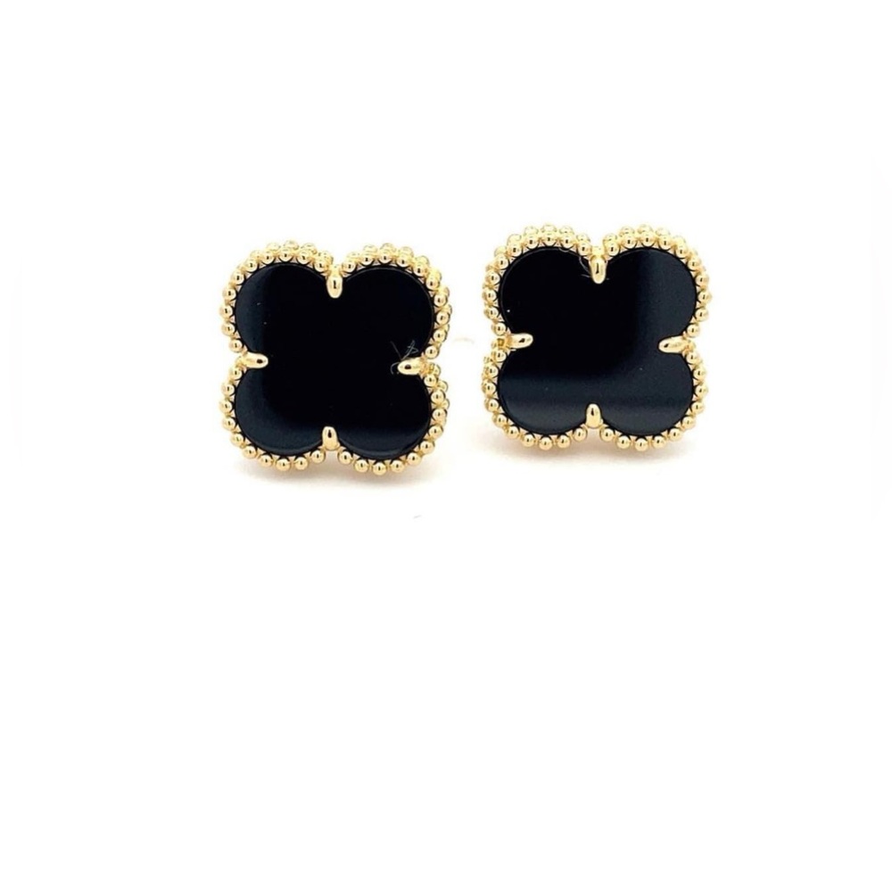 BRANDNEW 18K ONYX STONE 10mm EARRINGS YELLOW GOLD!